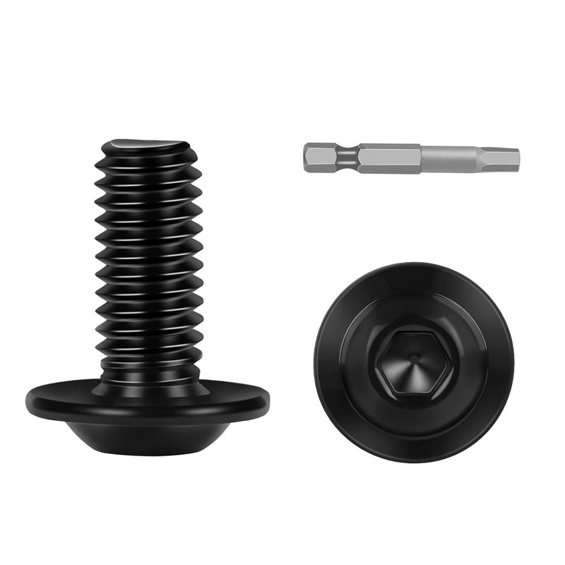 Etauwe 100-Piece M4-0.7 x 10mm Flange Button Head Screws - Black 304 Stainless Steel Socket Head Screws, Allen Hex Drive & Bit Included, Full Thread Machine Bolts - Image 1